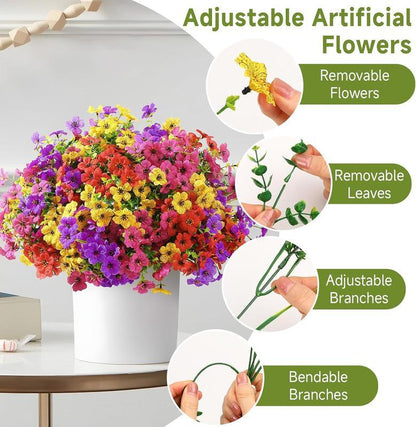 Artificial Flower (24pcs/set), UV Resistant Colorful Fake Flower, Decorative Bouquet for Home Decor Garden Party Wedding Decor