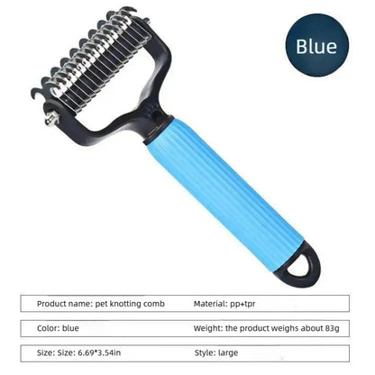 ✨Pet Grooming Tool, Universal Detangling Comb for Dogs, Stainless Steel Double-Sided Design, Effective Shedding Removal & Matted Hair Tamer, Practical Daily Dog Coat Maintenance Supplies.