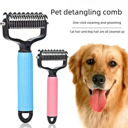 ✨Pet Grooming Tool, Universal Detangling Comb for Dogs, Stainless Steel Double-Sided Design, Effective Shedding Removal & Matted Hair Tamer, Practical Daily Dog Coat Maintenance Supplies.