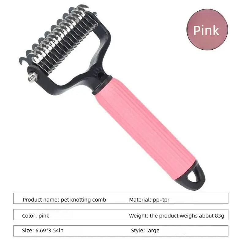 ✨Pet Grooming Tool, Universal Detangling Comb for Dogs, Stainless Steel Double-Sided Design, Effective Shedding Removal & Matted Hair Tamer, Practical Daily Dog Coat Maintenance Supplies.