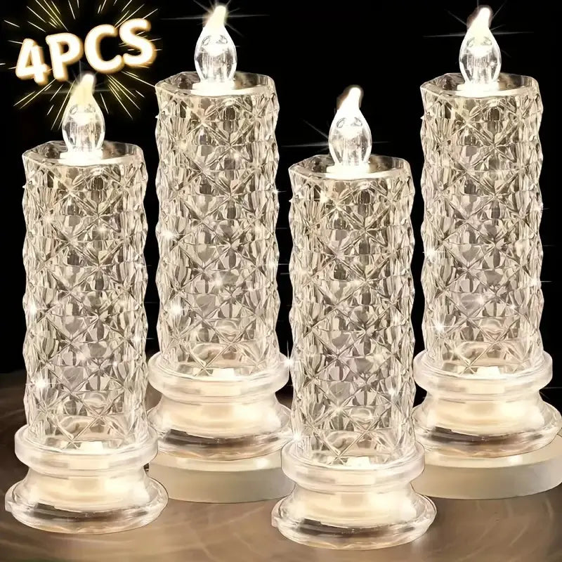AQA Crystal LED Candle Set – Warm Flickering Glow for Date Nights, Parties & Home Decor