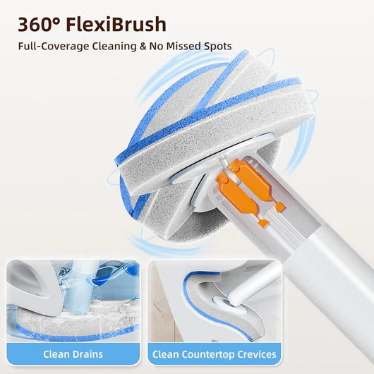 Disposable Toilet Brush Set – with Built-In Cleaner & 24 Refills