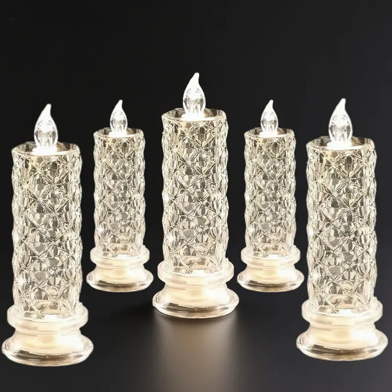 AQA Crystal LED Candle Set – Warm Flickering Glow for Date Nights, Parties & Home Decor